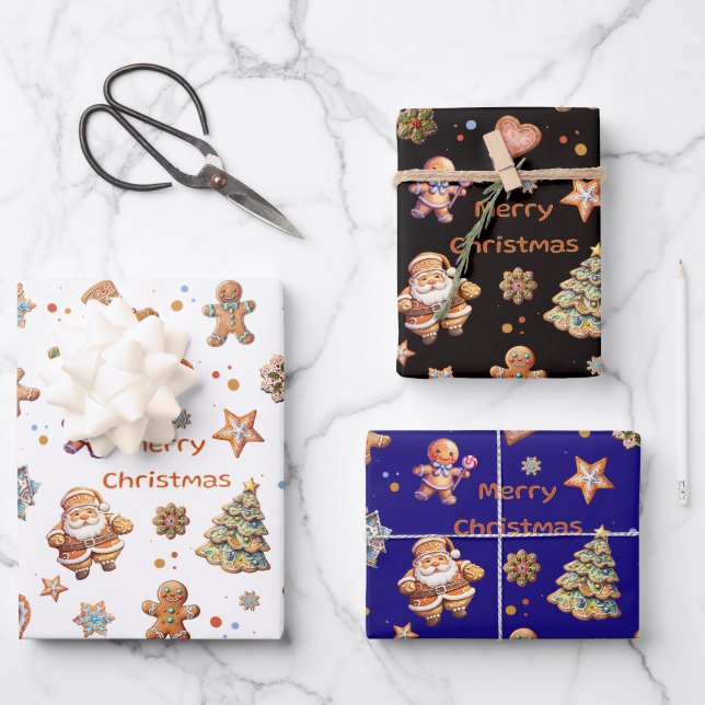 Weihnachts-Lebkuchen-Spaß Niedlich Geschenkpapier Set (Vorderseite)