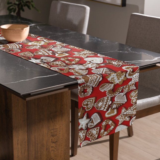 Weihnachts-Lebkuchen-Tischläufer Großer Tischläufer (Christmas Gingerbread Cookies Table Runner)