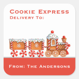 Weihnachts-Lebkuchen-Train Cookie Express Quadratischer Aufkleber