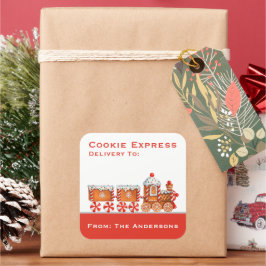 Weihnachts-Lebkuchen-Train Cookie Express Quadratischer Aufkleber