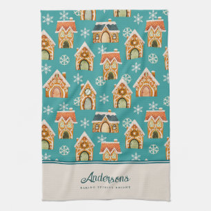 Weihnachts-Lebkuchengebäck Aquamarin Geschirrtuch