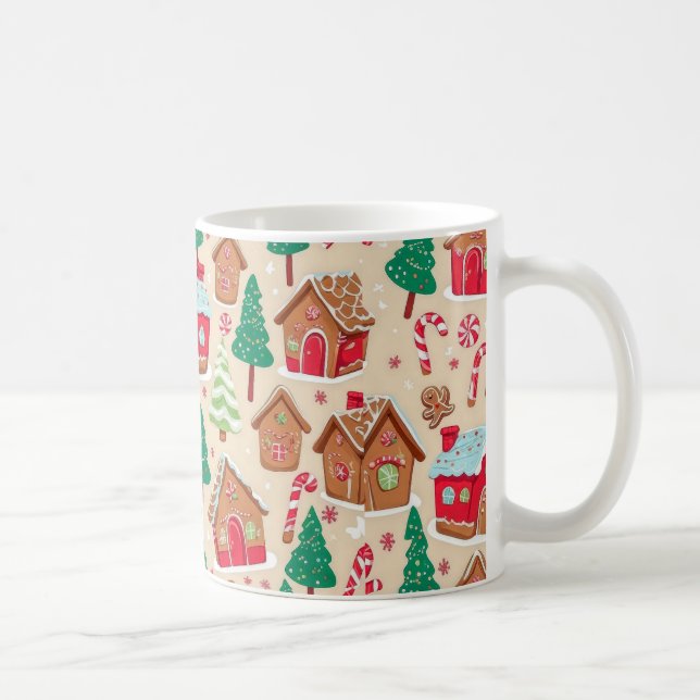 Weihnachts-Lebkuchenhäuser Baummuster Kaffeetasse (Rechts)