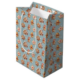 Weihnachts-Lebkuchenhäuser und Männer Mittlere Geschenktüte