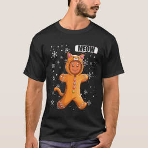 Weihnachts-Lebkuchenmann mit süßem Katzenkostüm T-Shirt