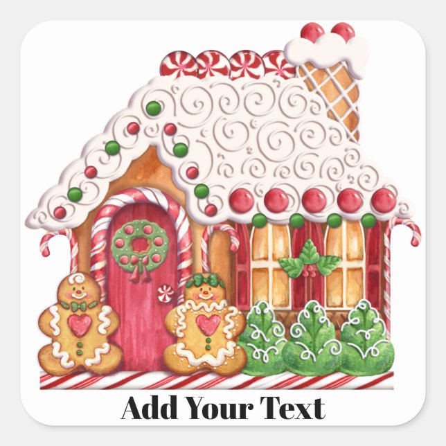 Weihnachts-Lebkuchensticker Quadratischer Aufkleber (Vorderseite)