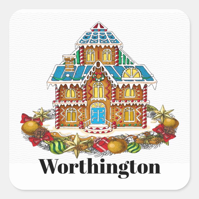 Weihnachts-Lebkuchensticker Quadratischer Aufkleber (Vorderseite)