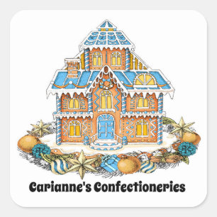 Weihnachts-Lebkuchensticker Quadratischer Aufkleber