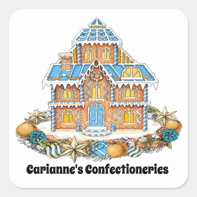 Weihnachts-Lebkuchensticker Quadratischer Aufkleber (Vorderseite)