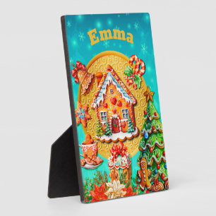 Weihnachts-Lebkuchenzuckerhaus und Neujahr Fotoplatte