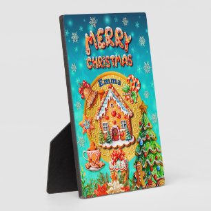 Weihnachts-Lebkuchenzuckerhaus und Neujahr Fotoplatte