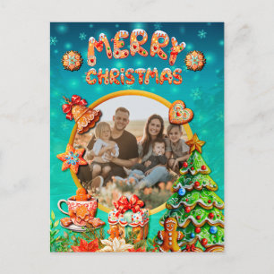 Weihnachts-Lebkuchenzuckerhaus und Neujahr Postkarte
