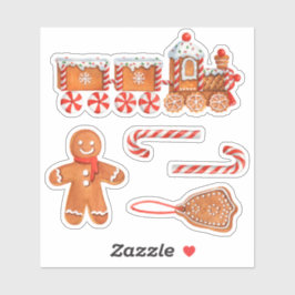 Weihnachts-Lebkuchenzug & Candy Cane Aufkleber