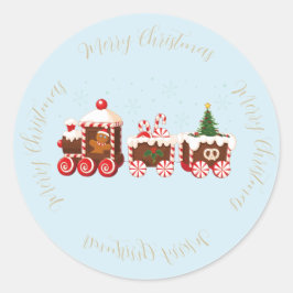 Weihnachts-Lebkuchenzug mit Schnee Runder Aufkleber