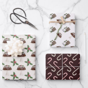 Weihnachts-Leckerei-Muster Geschenkpapier Set