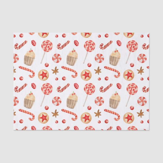 Weihnachts-Leckereien Candy Cupcake Festliche Süßi Seidenpapier (Vorderseite)