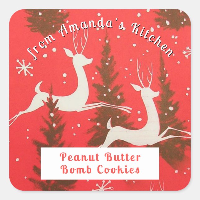 Weihnachts-Leckereien Cookies aus der Küche Quadratischer Aufkleber (Vorderseite)