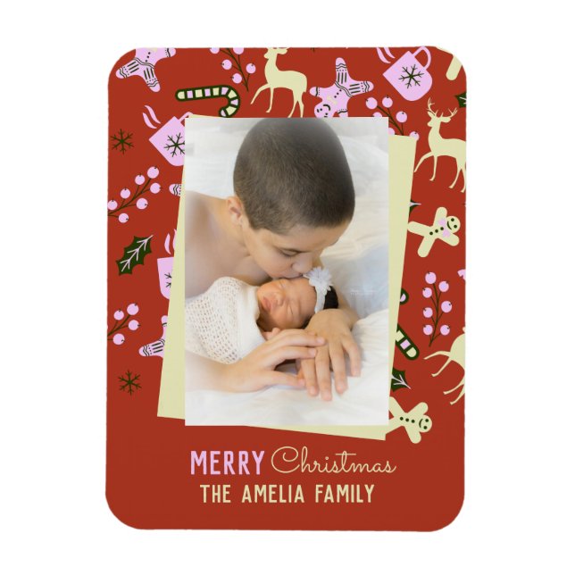 Weihnachts-Leckereien Feierliche Familienfeier Fot Magnet (Vertikal)