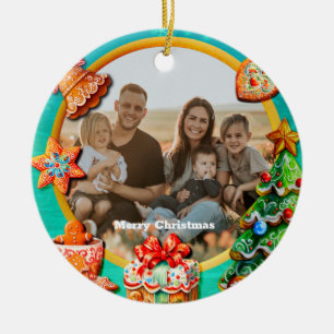 Weihnachts-Leckereien-Haus aus Lebkuchen und Neuja Keramik Ornament