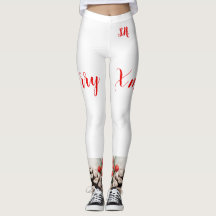 Weihnachts-Leggings Hochwaisted Capris, weiß