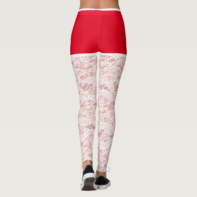 Weihnachts-Leggings Imitate Floral White Lace Fish Leggings (Rückseite)