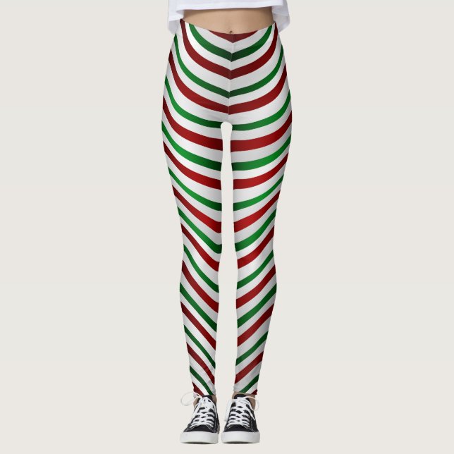 Weihnachts-Leggings Niedlich Candy Cane Stretchy P Leggings (Vorderseite)