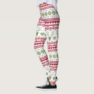 Weihnachts-Leggings/Schneeflocken, Herz und Rentie Leggings