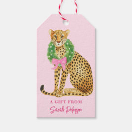 Weihnachts-Leoparden-Kranz Geschenkanhänger