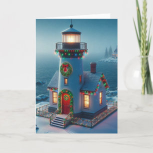 Weihnachts-Leuchtturm-Grußkarten Feiertagskarte