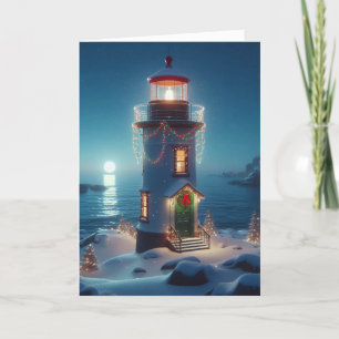 Weihnachts-Leuchtturm-Grußkarten Feiertagskarte