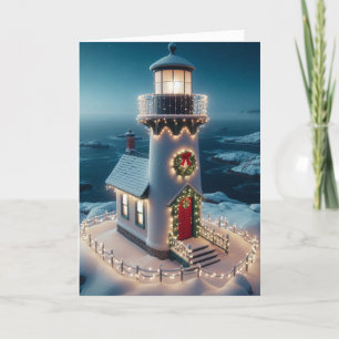 Weihnachts-Leuchtturm-Grußkarten Feiertagskarte