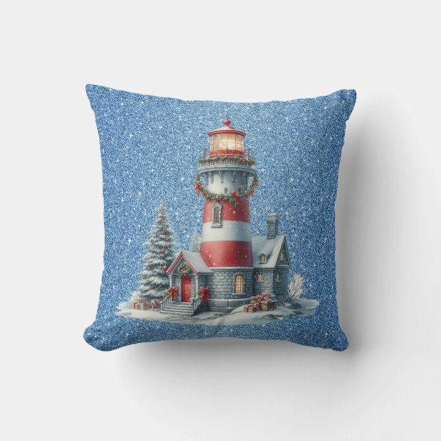 Weihnachts-Leuchtturm-Kissen Kissen (Vorderseite)