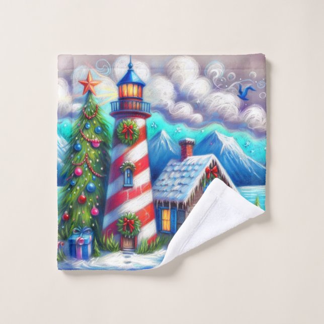 Weihnachts-Leuchtturm Nautical Coastal Mountain Waschlappen (Waschlappen)