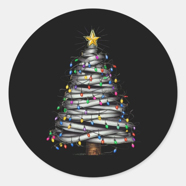 Weihnachts-Leuchtturm Runder Aufkleber (Vorderseite)