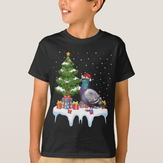 Weihnachts-Leuchtturm-Weihnachtsmannmütze-Taube We T-Shirt (Vorderseite)