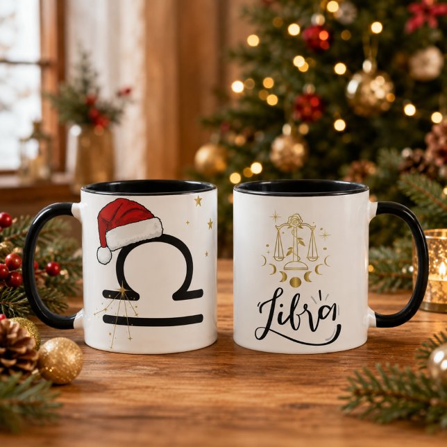 Weihnachts-Libra-Zodiac-Santa-Hut Tasse (Von Creator hochgeladen)
