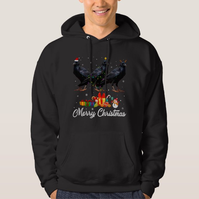 Weihnachts-Lichter Xmas Pajama Raven Animals L Hoodie (Vorderseite)