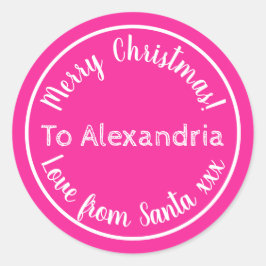Weihnachts-Liebe aus Personalisiertem Rosa Runder Aufkleber