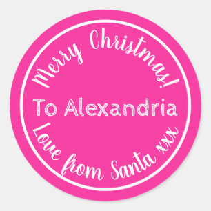 Weihnachts-Liebe aus Personalisiertem Rosa Runder Aufkleber