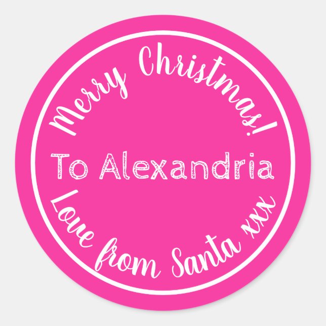 Weihnachts-Liebe aus Personalisiertem Rosa Runder Aufkleber (Vorderseite)