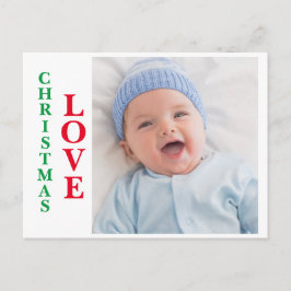 Weihnachts-Liebe Foto Rote grüne Typografie Urlaub Postkarte