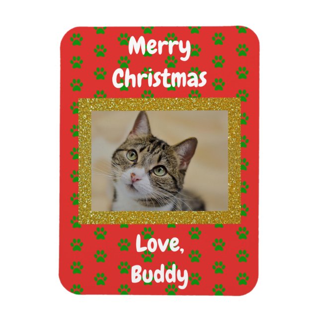 Weihnachts-Liebe Hund Katze Mama Vater Haustier Fo Magnet (Vertikal)