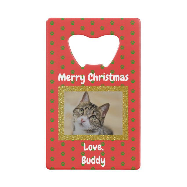 Weihnachts-Liebe Hund Katze Vater Haustier Foto Geldbeutel Flaschenöffner (Vorderseite)