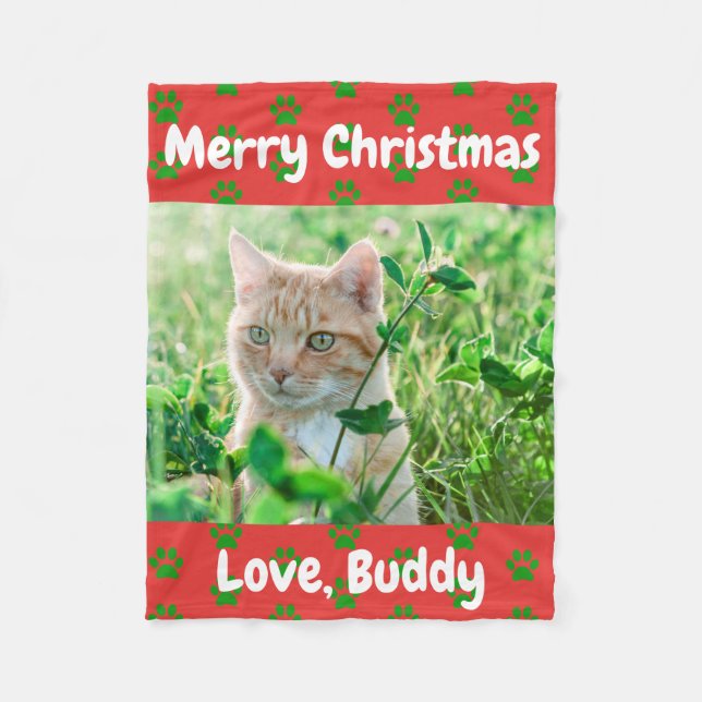 Weihnachts-Liebe Hund Katze Vater Mama Haustier Fo Fleecedecke (Vorderseite)