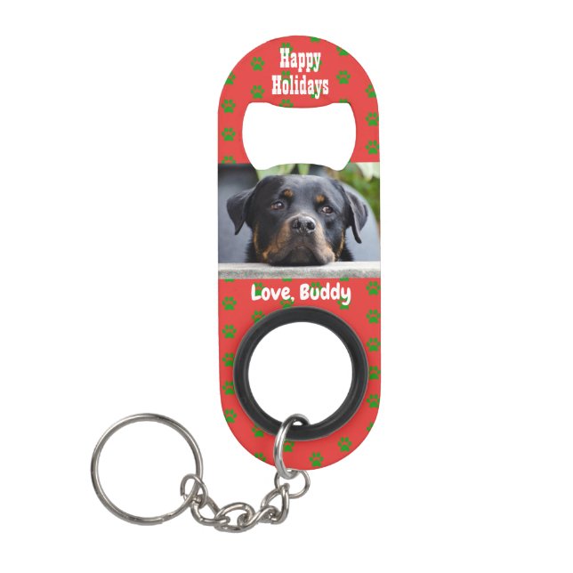 Weihnachts-Liebe Hund Vater Mama Haustier Foto Mini Flaschenöffner (Vorderseite)