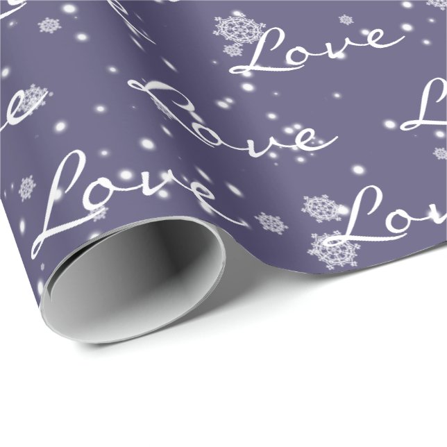 Weihnachts-LIEBE in Schneeflocken-Umschlagpapier Geschenkpapier (Rolleneckpunkt)