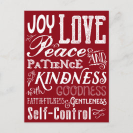 Weihnachts-Liebe Joy Fruit of the Spirit Typografy Feiertagspostkarte