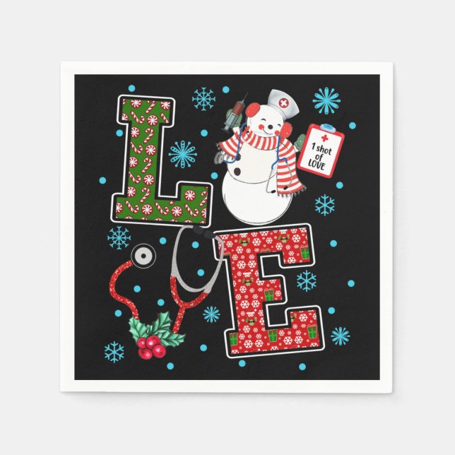 Weihnachts-Liebe Krankenschwester Niedlich Medical Serviette (Vorderseite)