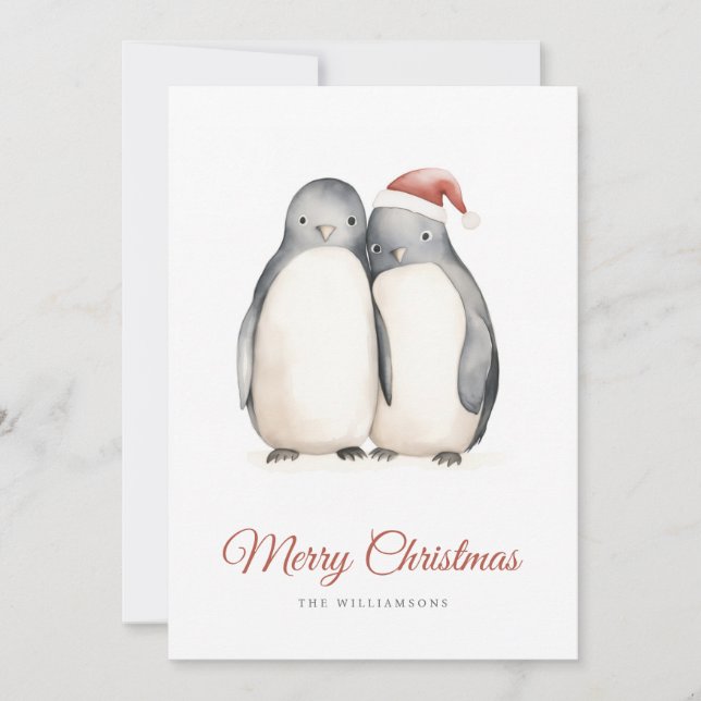 Weihnachts-Liebe-Pinguine Feiertagskarte (Vorderseite)