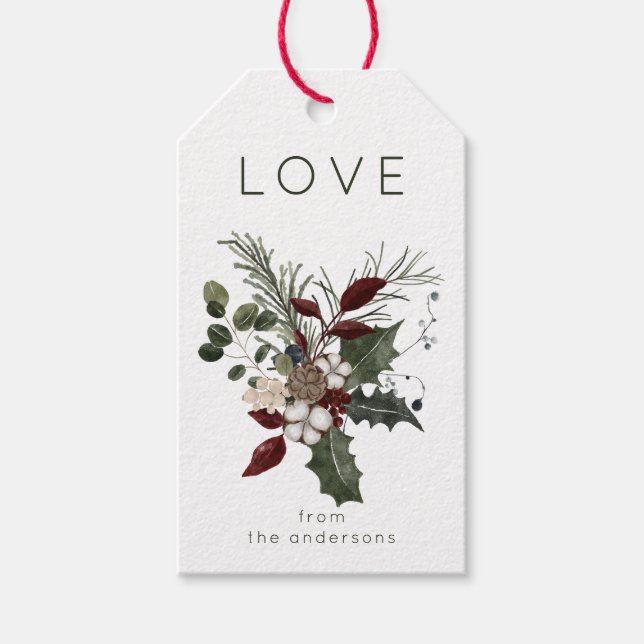 Weihnachts-Liebe Rustikale Vegetation Geschenkanhänger (Vorderseite)