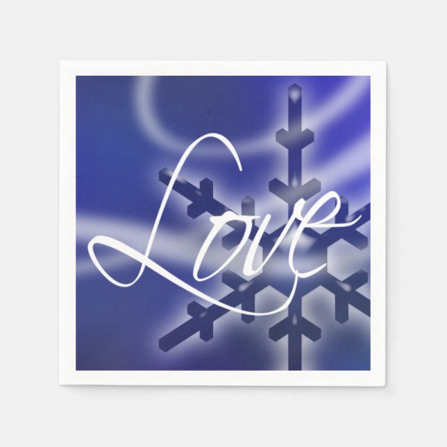 Weihnachts-Liebe Snowflake Ferien Winterhochzeiten Serviette (Vorderseite)